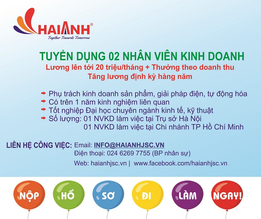 TUYỂN GẤP 02 NHÂN VIÊN KINH DOANH LÀM VIỆC Ở HÀ NỘI HOẶC TP HCM TUYỂN GẤP 02 NHÂN VIÊN KINH DOANH LÀM VIỆC Ở HÀ NỘI HOẶC TP HCM